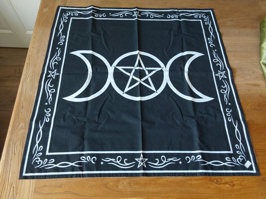 Triple Moon with Pentagram Altar Cloth