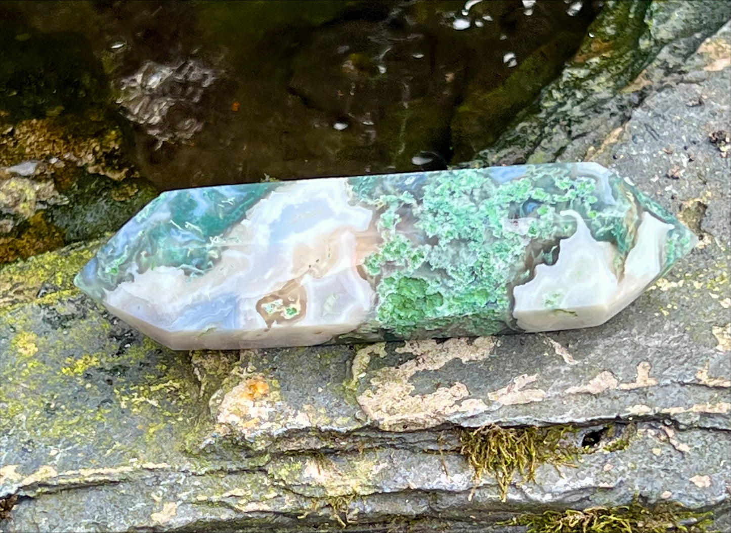 Moss Agate Double Terminated Wand
