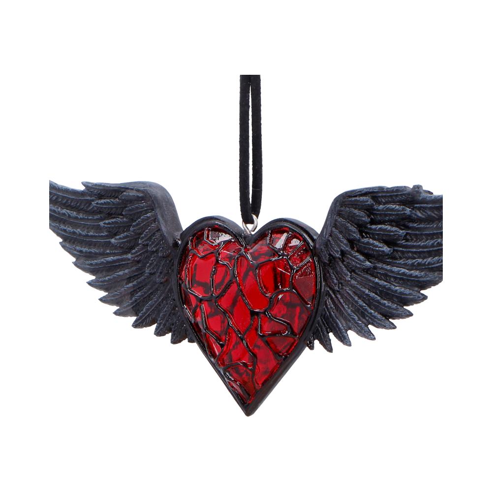 Black Winged Heart Hanging Ornament 6cm