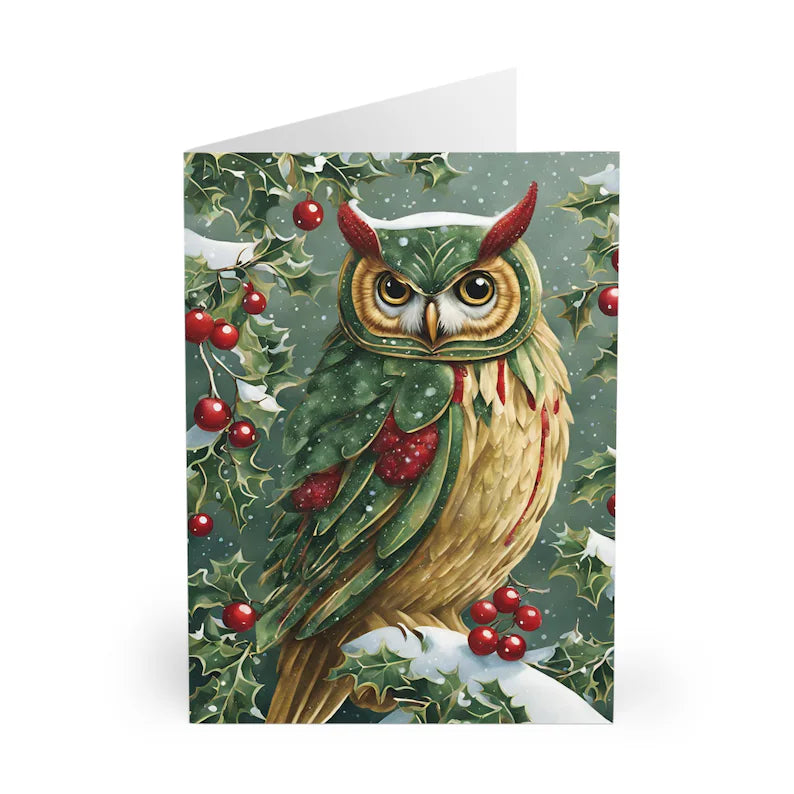 Christmas Greeting Card - Festive Owl
