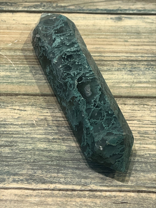 Double terminated wand - Moss Agate
