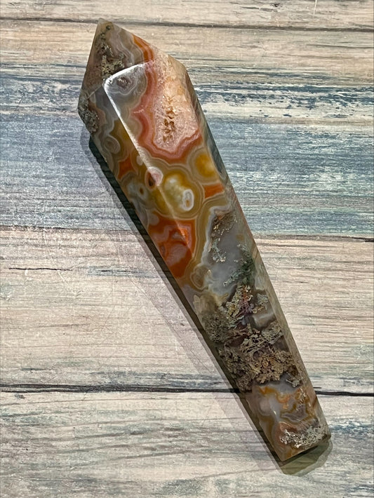 Pink Amethyst and Red Moss Agate Wand