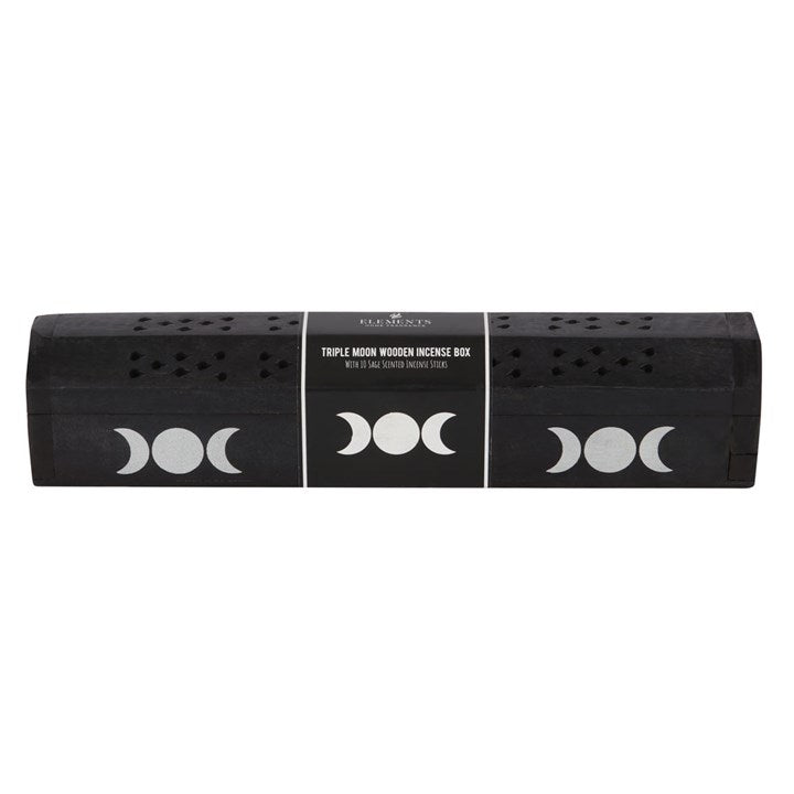Triple Moon Wooden Incense Box