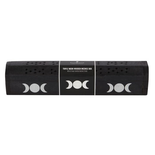 Triple Moon Wooden Incense Box