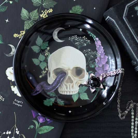 Venom and Vines Skull Ceramic Trinket Dish