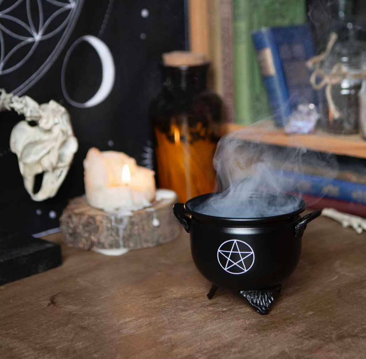 Iron Cauldron with Steel Mesh - Pentacle