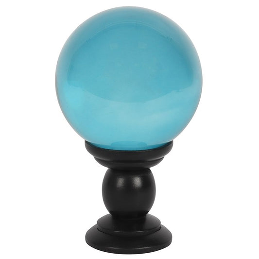 Large Teal Crystal Ball On Stand