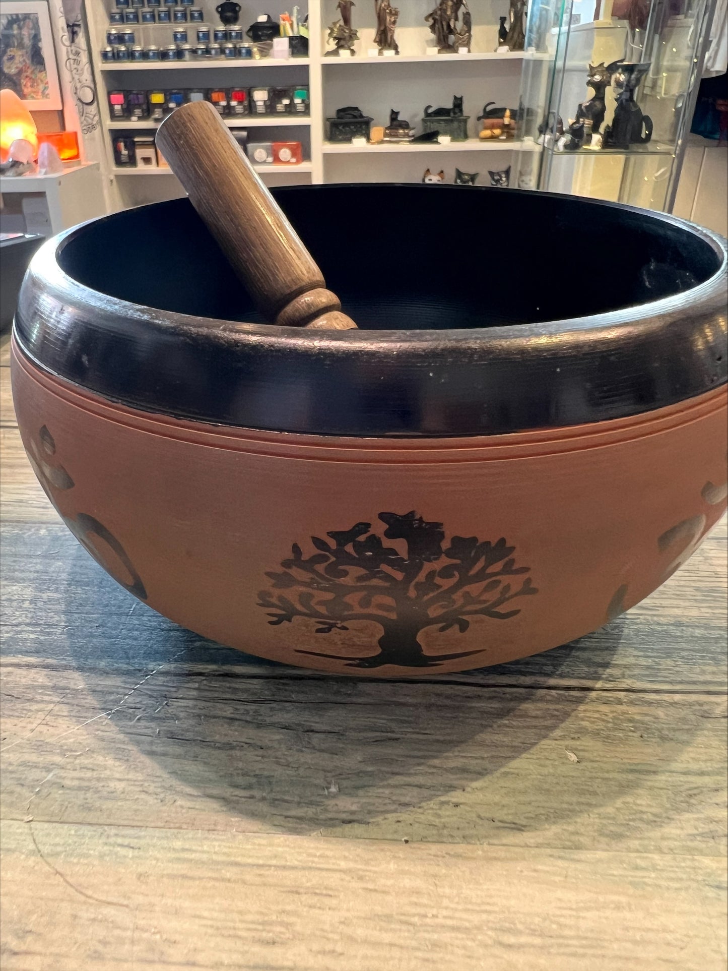Earth Power Singing Bowl  Clay Om Buddha