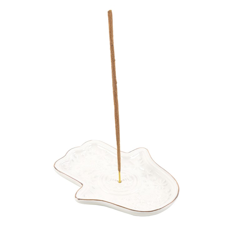 Hand of Hamsa Ceramic Incense Holder and Trinket Dish