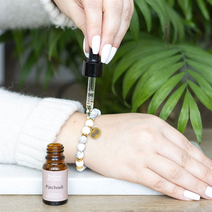 Stress Relief Howlite Patchouli Essential Oil Bracelet