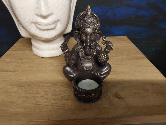 Black Ganesh Sitting T-Light Holder