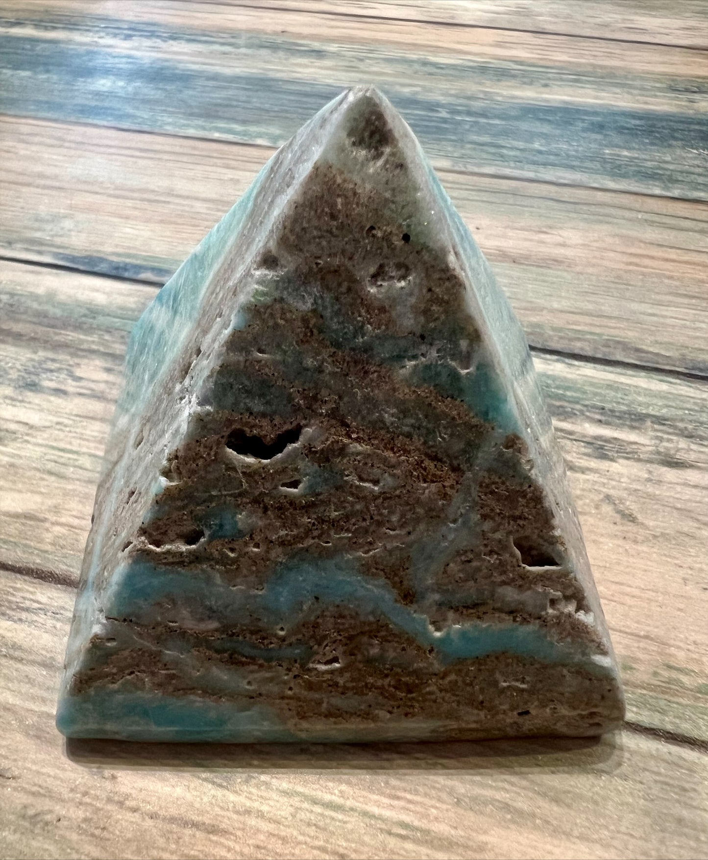 Blue Aragonite Pyramid (Caribbean Calcite)
