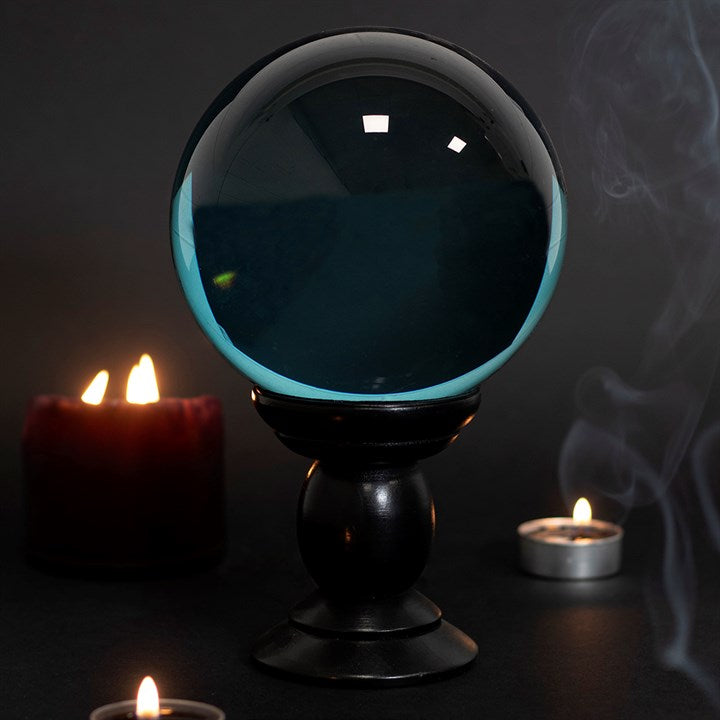 Large Teal Crystal Ball On Stand