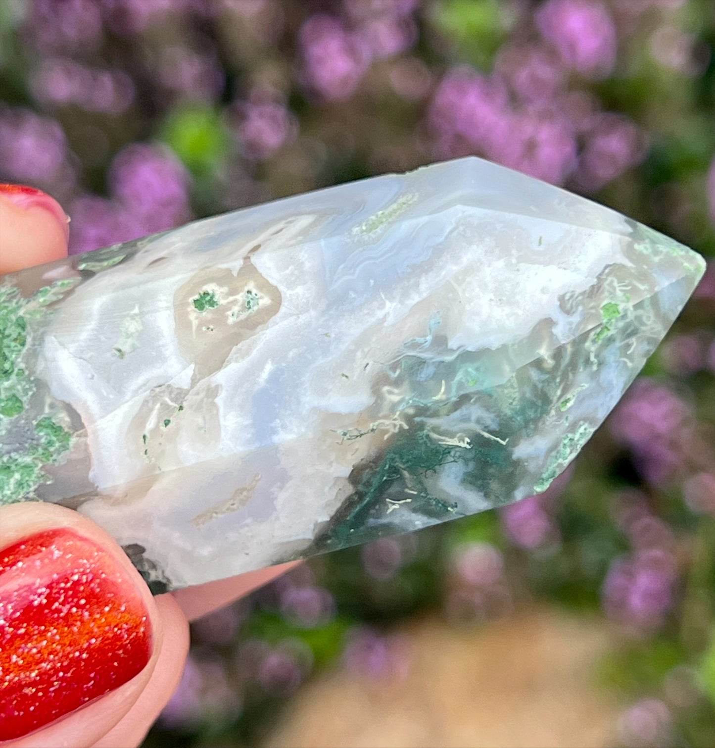 Moss Agate Double Terminated Wand