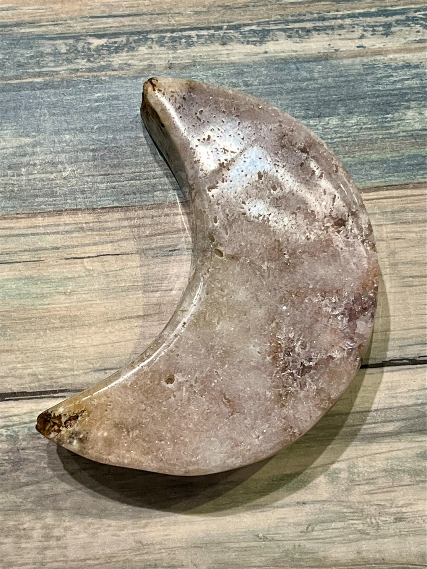 Pink Amethyst Moon On Stand