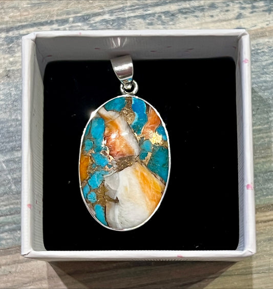 Oyster Mohave Turquoise Silver Pendant