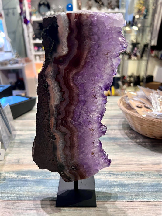 Amethyst Slice on Stand