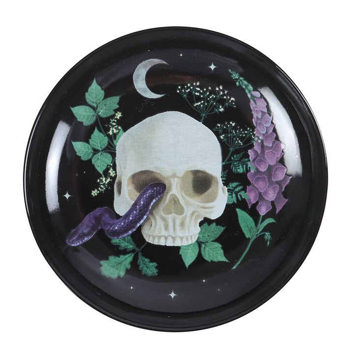 Venom and Vines Skull Ceramic Trinket Dish