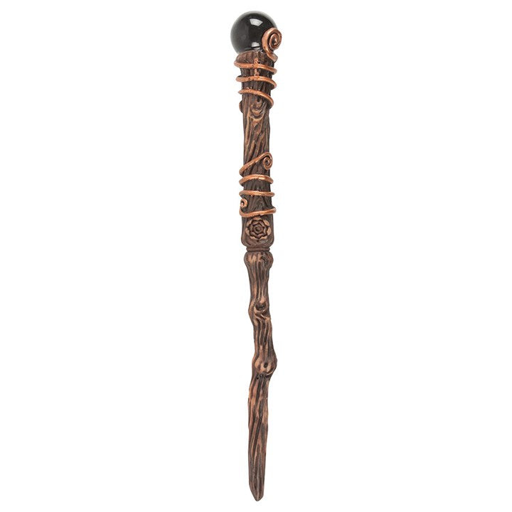 Protection Black Obsidian Crystal Wand With Pouch