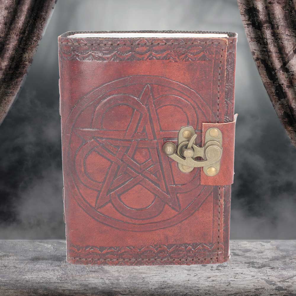 Pentagram Leather Embossed Journal and Lock 18cm